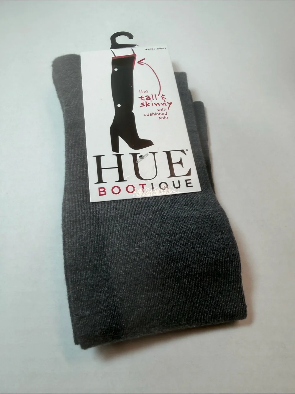 Hue Boutique Tall and Skinny with cushioned sole OTK Boot Sock Gray